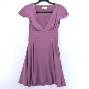 Sunday Best Aritzia Mauve Purple Flutter Sleeve Cutout Back Mini Dress Size 2